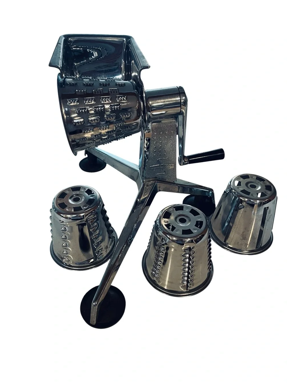 Vintage Saladmaster Dallas Texas Manual Food Processor Slicer Grater 4 Cones